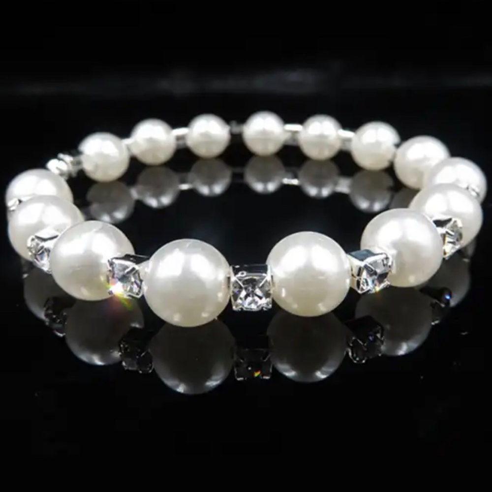 Wedding Bridal Jewelry Set Pearl Party Prom Silver Color - Picture 5 of 5